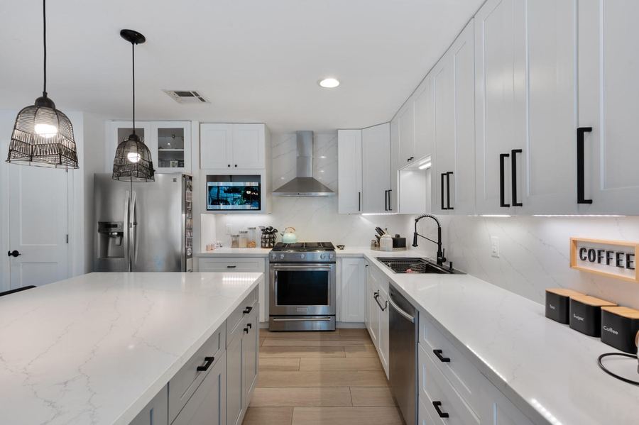 Modern white and gray kitchen remodel in a Deltona home